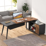 78.74-inch large office desk with storage compartments
