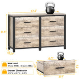 6 Drawer Dresser for Bedroom,Light Oak 47" Wooden Dressers for Bedroom,