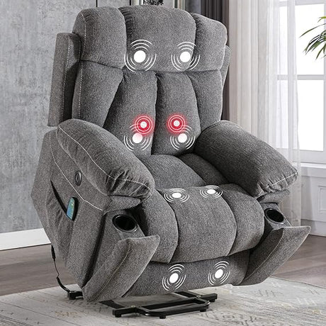 Large Power Lift Recliner Chairs with Massage and Heat for Elderly Big People