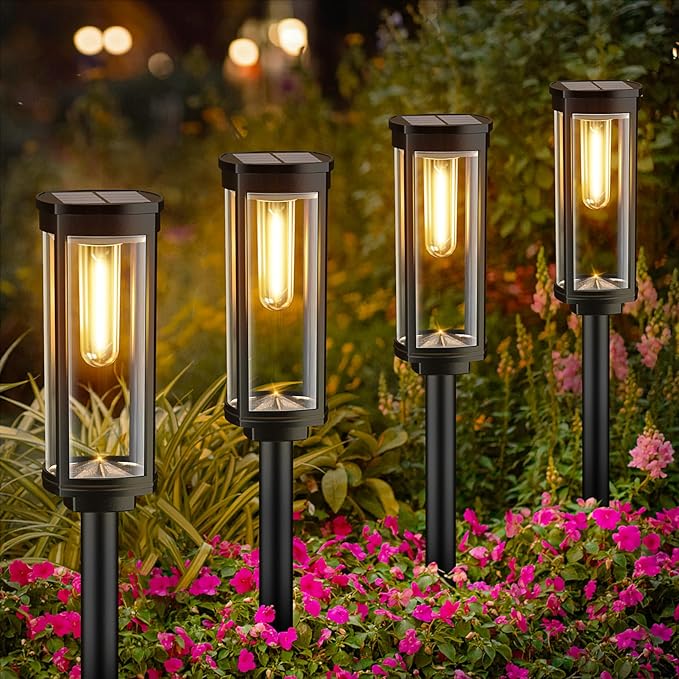 Bright Solar Pathway Lights Outdoor, 8 Pack Solar Garden Lights for Outside Waterproof,