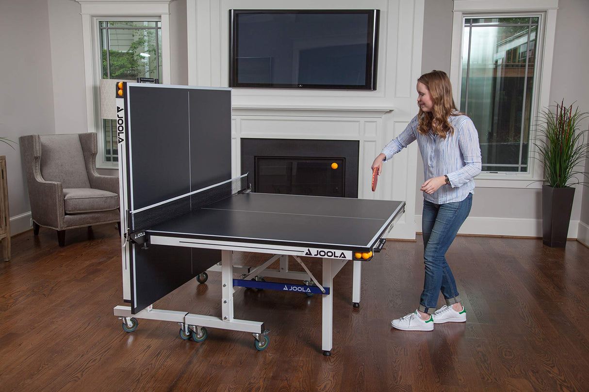 Rally TL Professional MDF Indoor Ping Pong Table w/ Quick Clamp Table Tennis Net & Post Set - 10 Minute