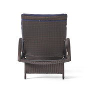 Christopher Knight Home Salem Outdoor Wicker Adjustable Chaise Lounge with Arms, with Cushion, Multibrown / Navy Blue