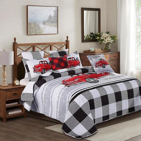 3 Piece Full/Queen Cabin Quilt Bedding Set - Lodge Life - Rustic Country Reversible