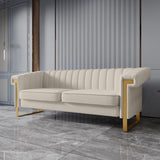 Velvet Sofa,Channel Tufted Velvet Sofa Couch with Stainless Steel Base and Comfortable