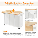 Kitchen Island with Drop-Leaf Breakfast Bar, 53" Width Kitchen Cart