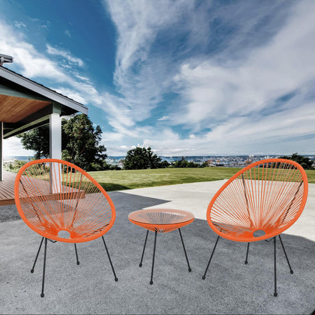 3 Piece Outdoor Seating Acapulco Chair, Modern Patio Furniture Outdoor Conversation Set