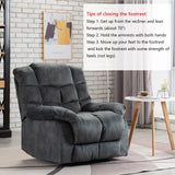 Single Recliner Chairs for Living Room Overstuffed Breathable Fabric Reclining Chair