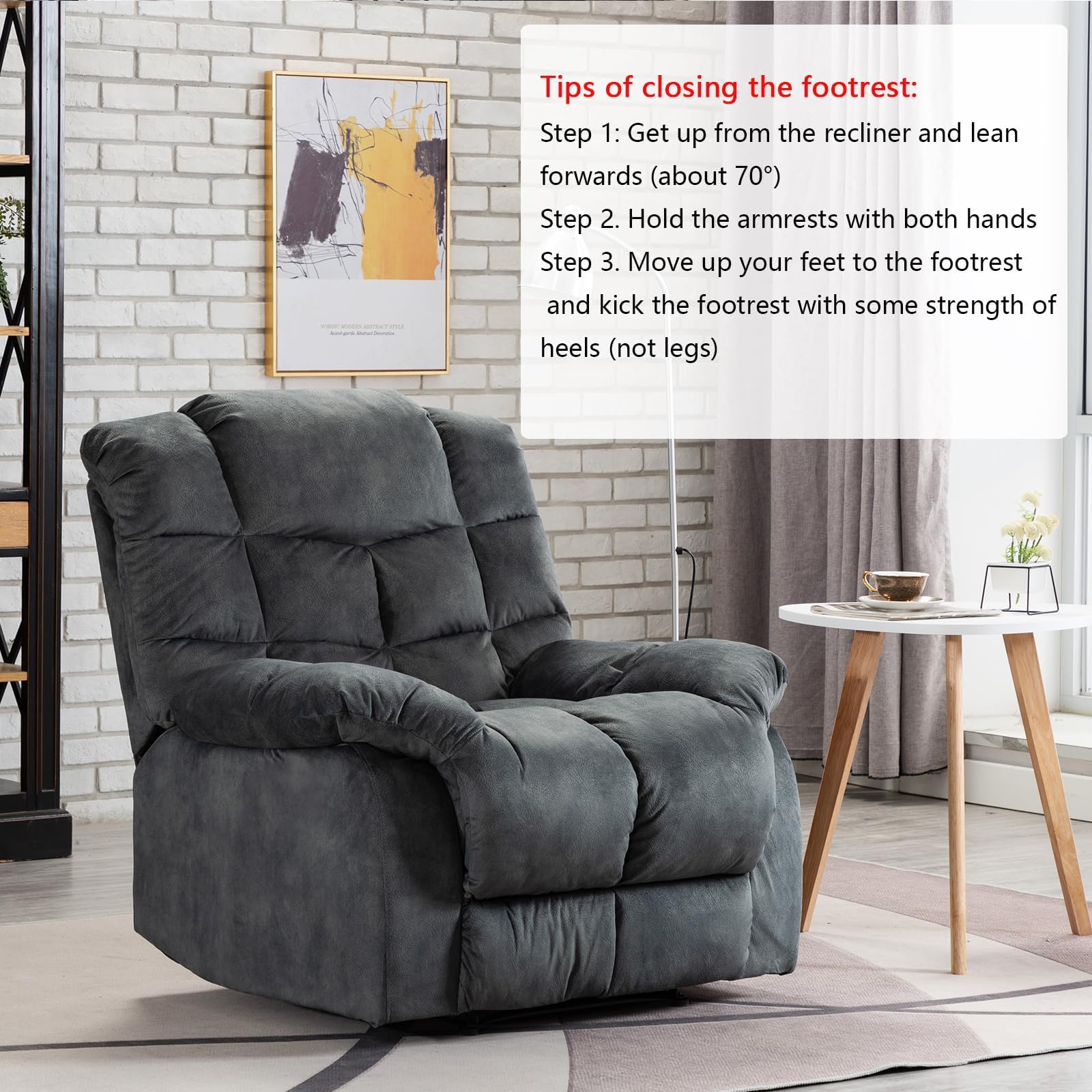 CloudNest Overstuffed Breathable Fabric Recliner Chair