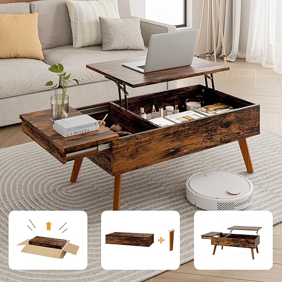 Lift Top Coffee Table, Easy-to-Assembly Center Table