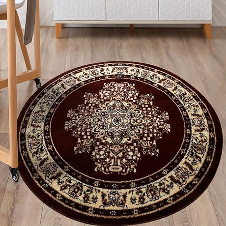 Oriental 8x10 Traditional Medallion Indoor Area Rug Siesta (Maroon Beige, 7'10" x 10')