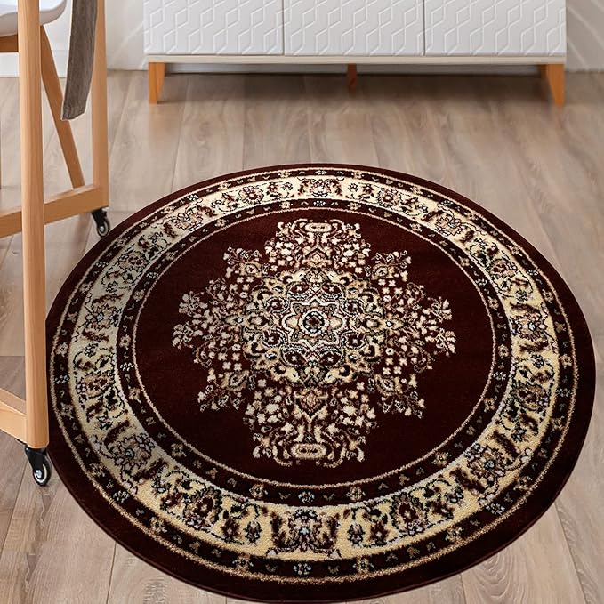 Oriental 5x7 Traditional Medallion Indoor Area Rug Siesta (Black Beige, 5'3" x 7')