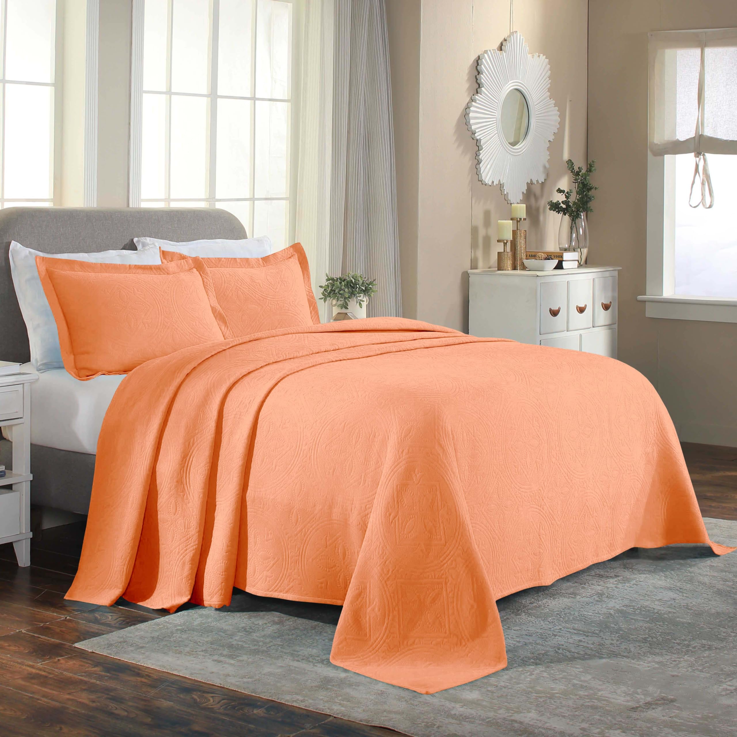 2 Piece Celtic Circles Cotton Bedspread Set, Decorative Bed Spread, Home Bed Decor