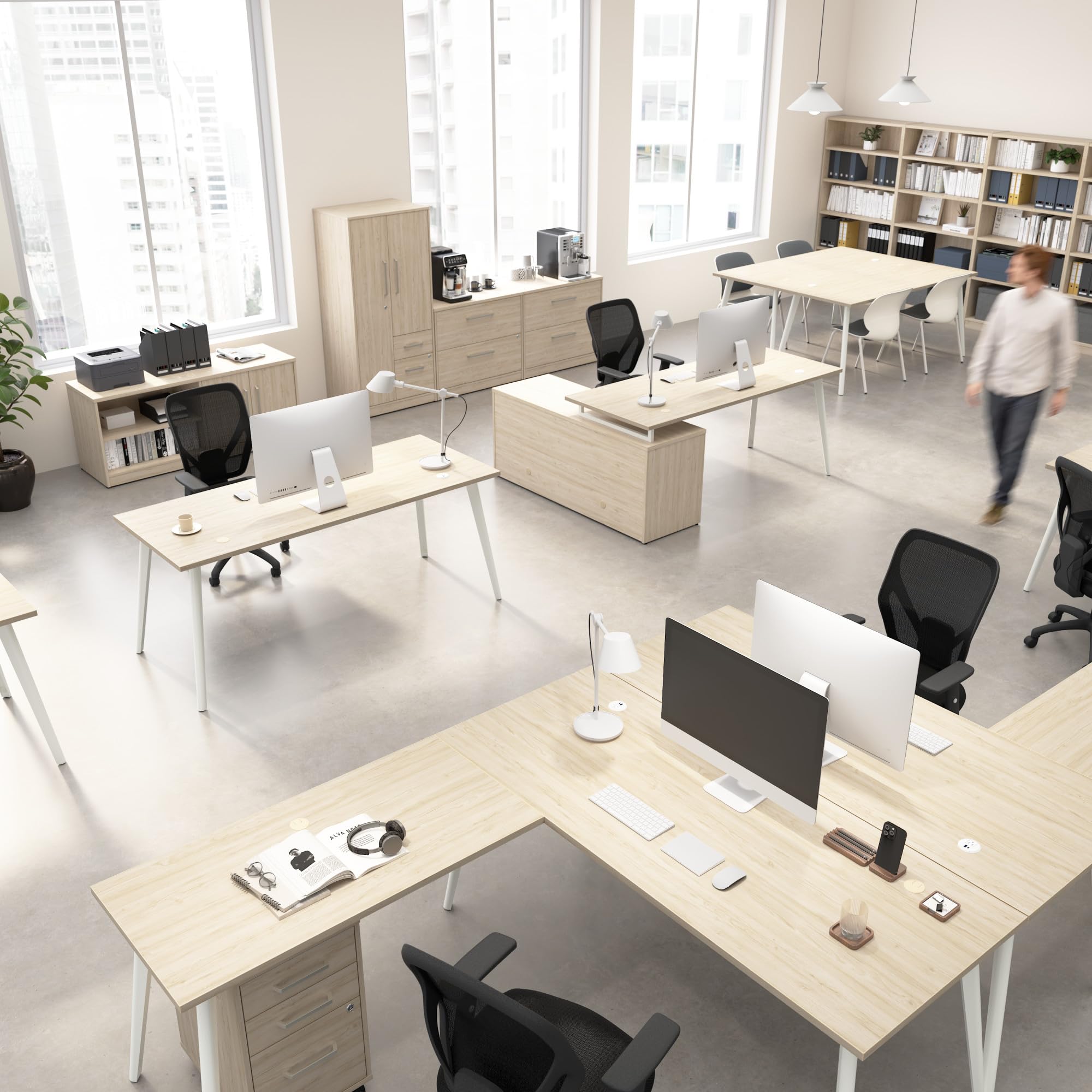 Business Furniture Computer Desk, 72 Inch PC Table for Home Office