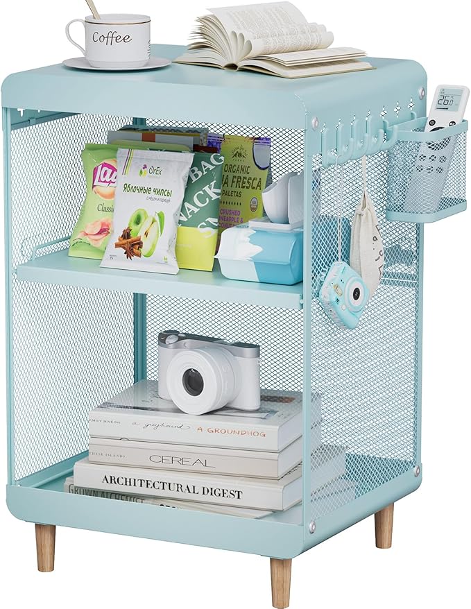 Cute End Table with Storage Drawer,Kids Nightstand for Bedroom Furniture,Bedside Table