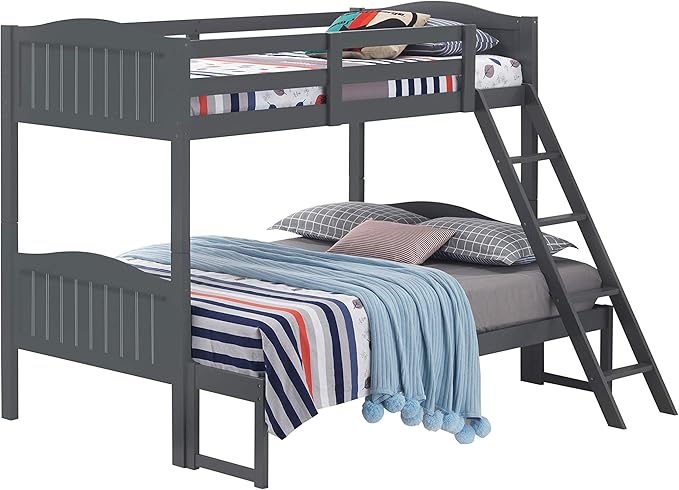 Littleton Twin Over Twin Bunk Bed with Ladder Black