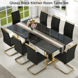 79'' Modern Dining Table Set for 8,Black Kitchen Table Set,Luxury Dining Table Set