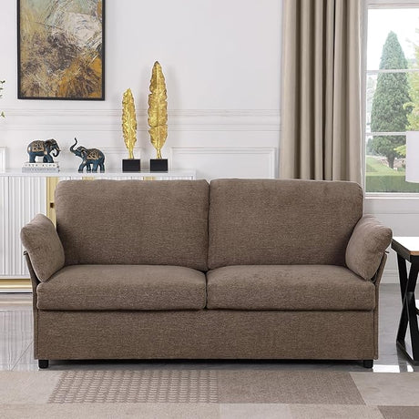 Loveseat Sofa, 70" Coffee Modern Sofa Couch, Chenille Fabric Comfy Couches, Ergonomic Sofas with Armrest Pillow, Small Couches for Small Spaces, Living Room, Bedroom and Office