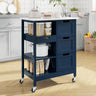 Small Solid Wood Top Kitchen Island Cart on Wheels with Storage