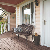42.5" Patio Garden Bench Outdoor Metal Rose Loveseat