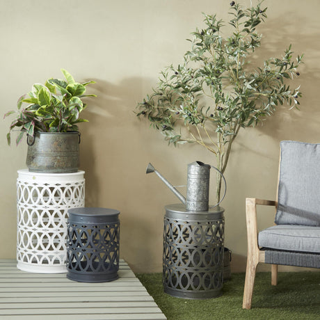Deco 79 Metal Side End Accent Table Indoor Outdoor Nesting End Table with Carved Trellis Design, Set of 3 Side Table 23", 19", 15"H, Multi Colored - Bircata