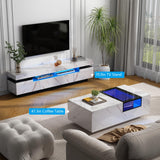 70IN White TV Stand for 75/80 inch TV,Modern LED TV Stand