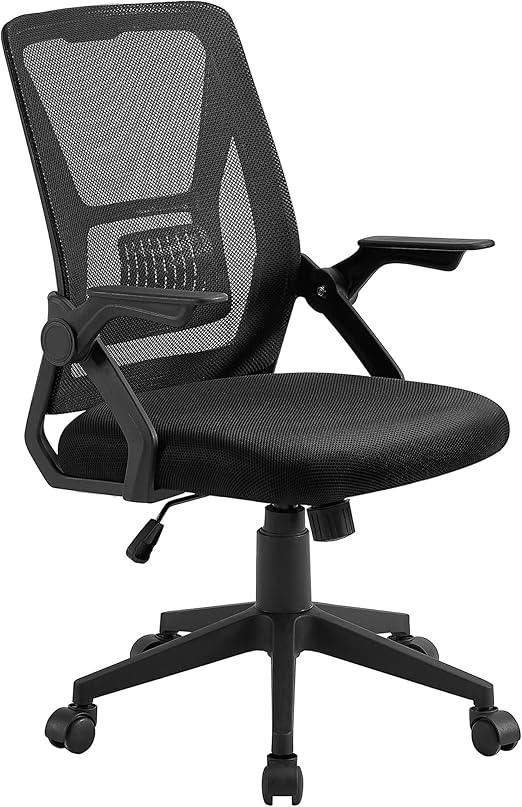 Mid-Back Swivel Ergonomic Office Chair with Adjustable Arms, Mesh Lumbar Support