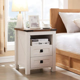 Nightstand with Charging Station, End Table, Side Table with 2 Drawers Storage Cabinet for Bedroom,