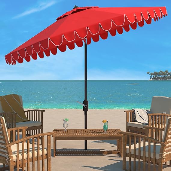 Outdoor Venice White and Black 11-foot Round Crank UV Protected Umbrella