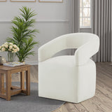 Dining Chairs with Casters Upholstered Barrel Chair with Uniquely Designed Backrest