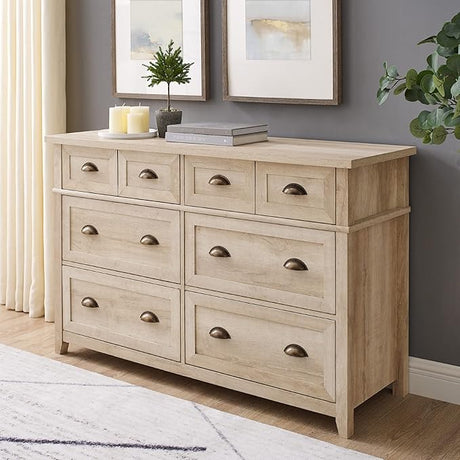 Modern Farmhouse 6-Drawer Framed Dresser with Half-Moon Handles