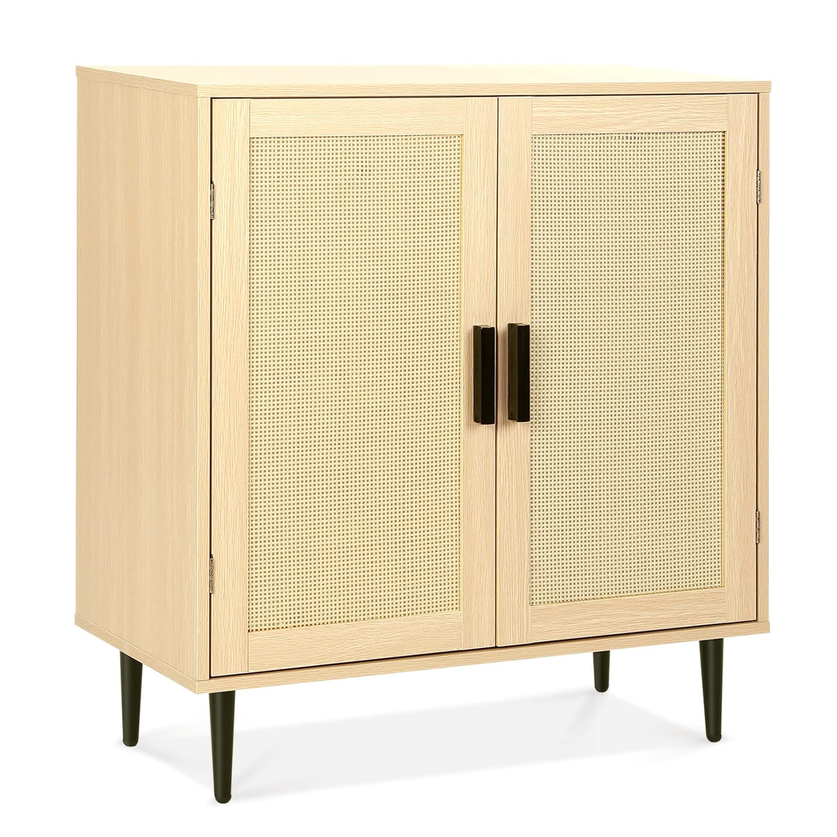 Rattan Sideboard Cabinet with Storage, Accent Cabinet with Feet, Buffet Cabinet with Doors