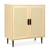 Rattan Sideboard Cabinet with Storage, Accent Cabinet with Feet, Buffet Cabinet with Doors