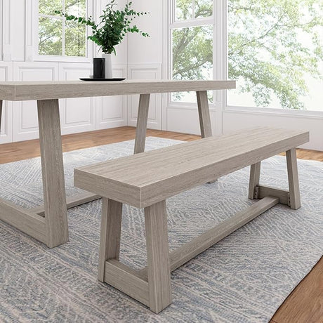 60 Inch Farmhouse Dining Bench, Solid Wood Entryway Bench