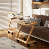 TV Tray Table, TV Dining Table with Casters for Small Spaces, Solid Wood End Table