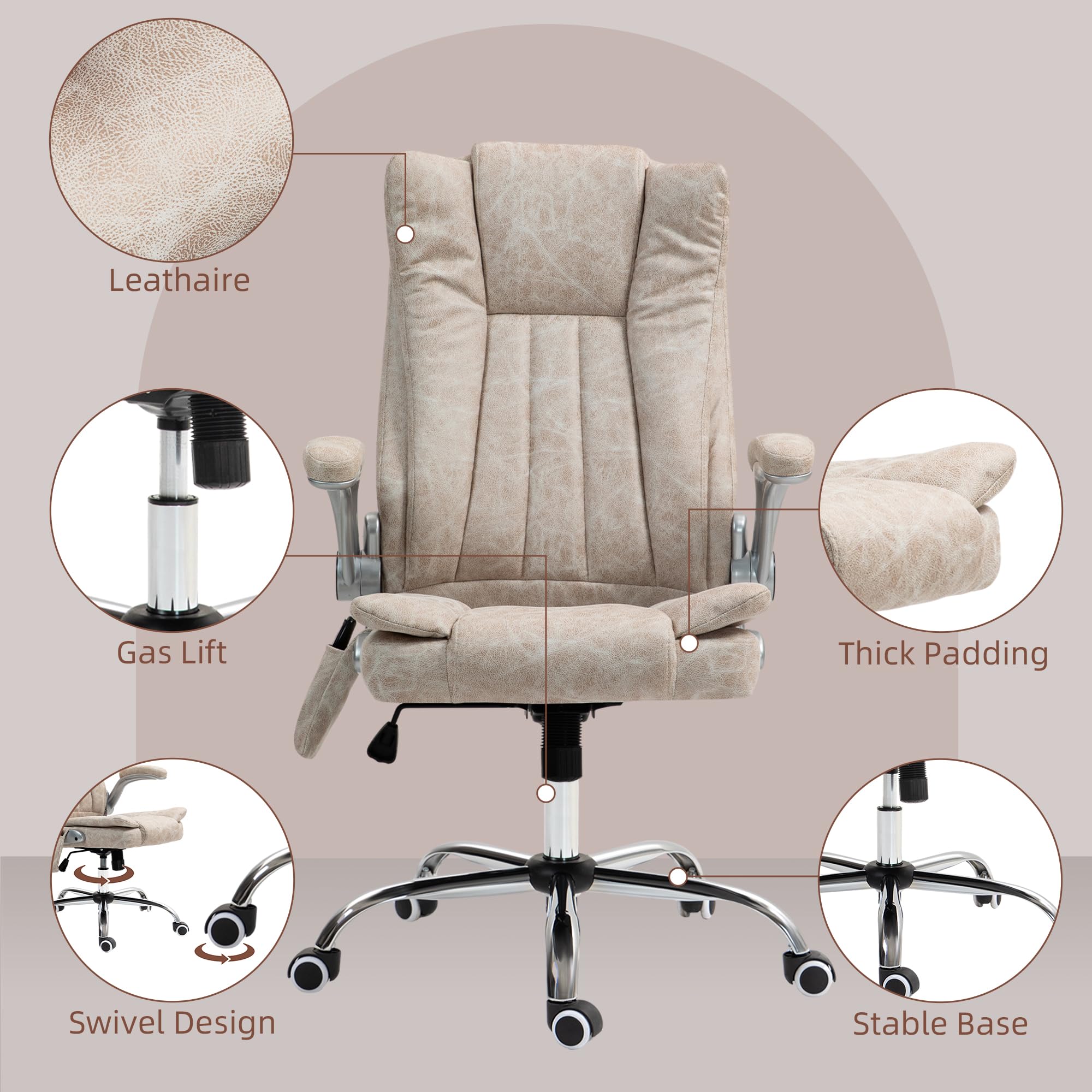 High Back Vibration Massage Office Chair with Heat - Cream White