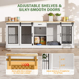 87" Double Dog Crate Furniture - Heavy Duty Indoor Kennel TV Stand