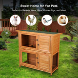 41" 2 Story Wooden Rabbit Hutch with Ventilation Door & Removable Trays, Indoor