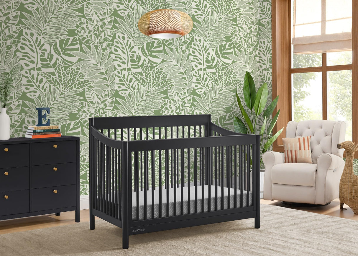 Brooks 6-in-1 Convertible Crib, Midnight Grey + Simmons Kids Quiet Nights Breathable