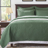 Quilt King Size Bedding Set-Olive Green Embossed, Bedspreads-Lightweight Summer Soft