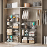 Wire Grid Storage Shelves, Stackable 6 Cube Storage Shelf, Closet Organizer, Metal Shelving Unit, Bookcase Bookshelf, Black