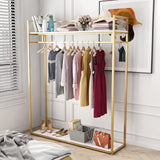 Heavy Duty Clothing Rack with Shelves for Hanging Clothing, Gold Metal