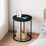 Round End Table, 20" Accent Small Side Table Suitable for Hiding Trash Can