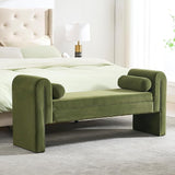 Storage Bench for Bedroom End of Bed, 65" Velvet Upholstered Rolled Armed