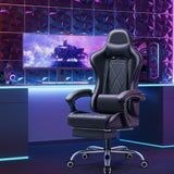 Gaming Chair, Computer Chair with Footrest and Massage Lumbar Support, Swivel Seat