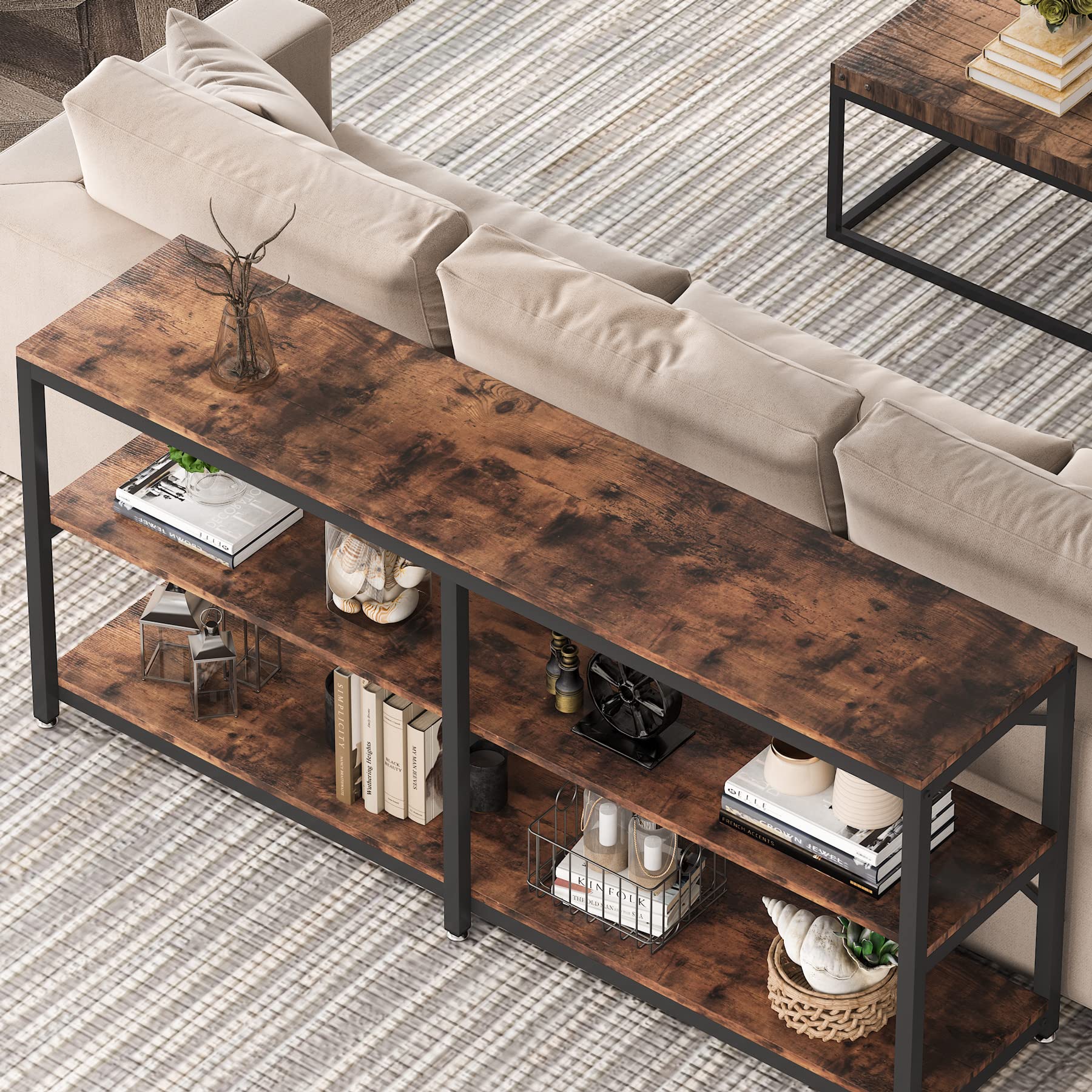 70.9 Inch Extra Long Console Table, Modern Sofa Table Behind Couch Table