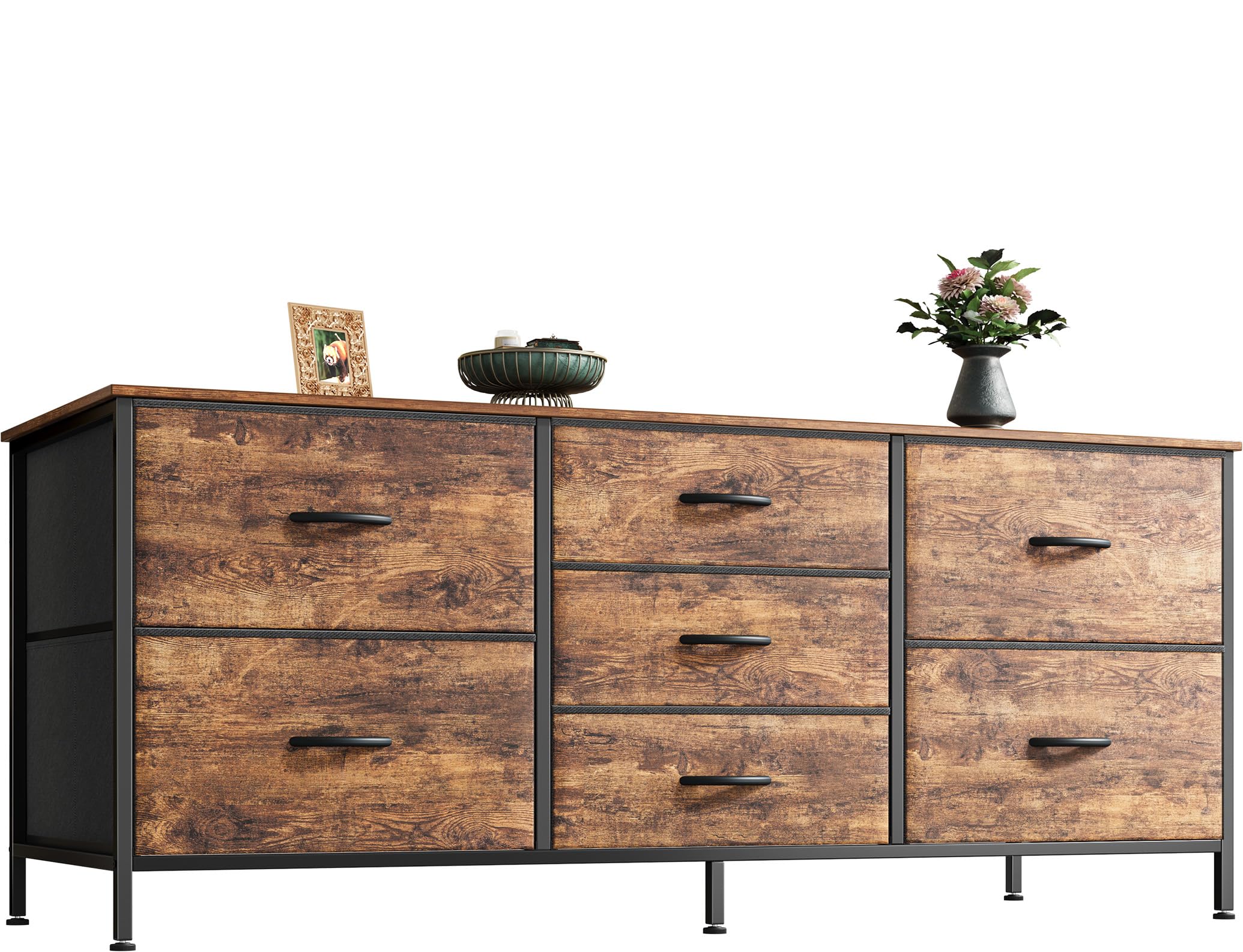Dresser with 7 Drawers, 47 Inch Dresser TV Stand for 43, 50, 55 Inch TV