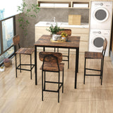 5-Piece Dining Table Set W/Counter Height Table & 4 Bar Stools,