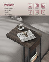 Shaped Side Table, End Table for Small Spaces, for Couch, Sofa, with Fabric Storage Bag