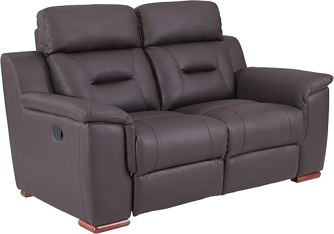 Walker Leather Match Upholstered Reclining Living Room Loveseat, Beige