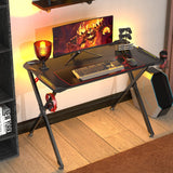 Gaming Desk with RGB LED Lights, 45 Inch Gamer Desk PC Gaming Computer Desk